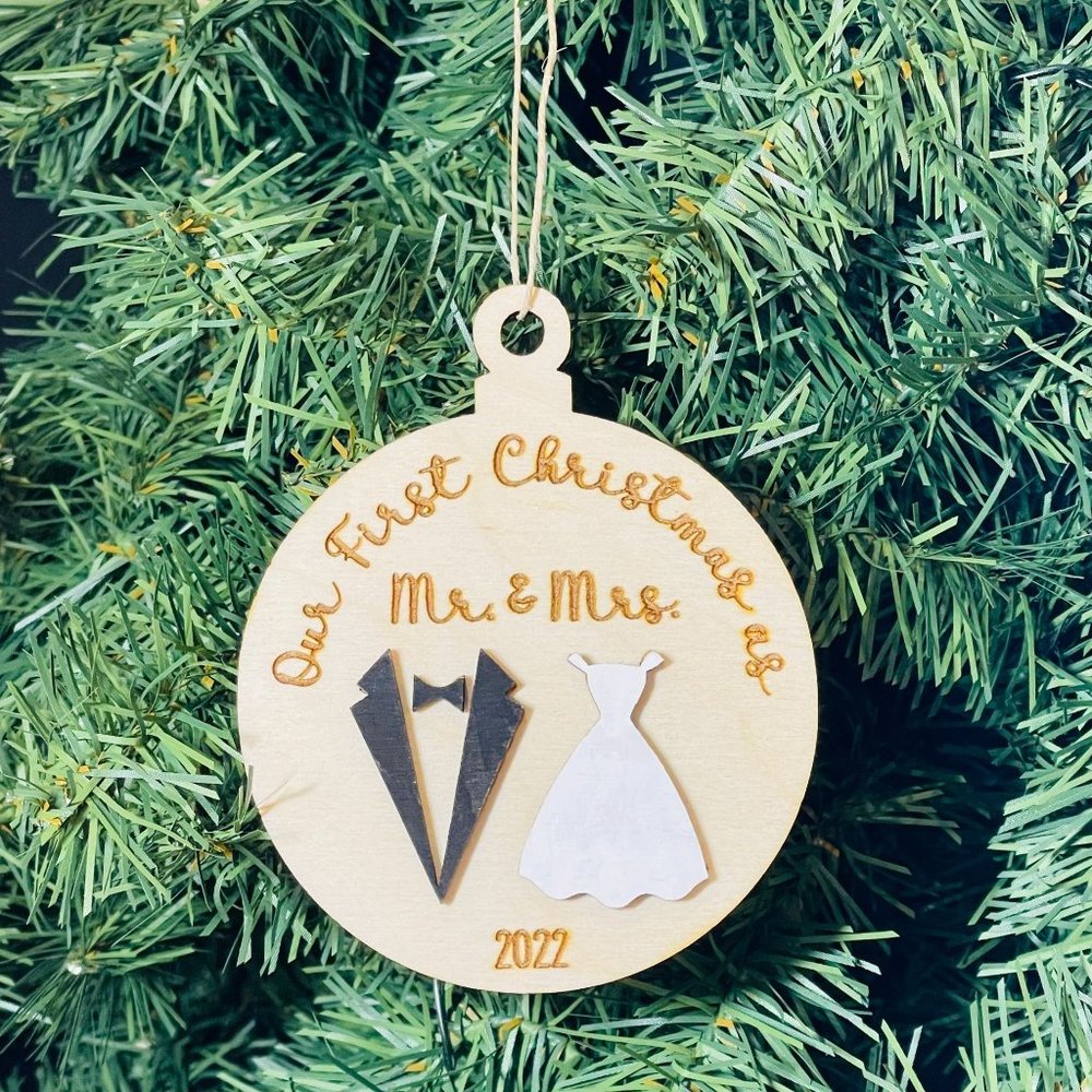 Our First Christmas as Mr. & Mrs. - Newlywed Ornament - Christmas Ornament - 1st